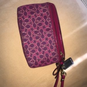 Coach canvas double zip wristlet